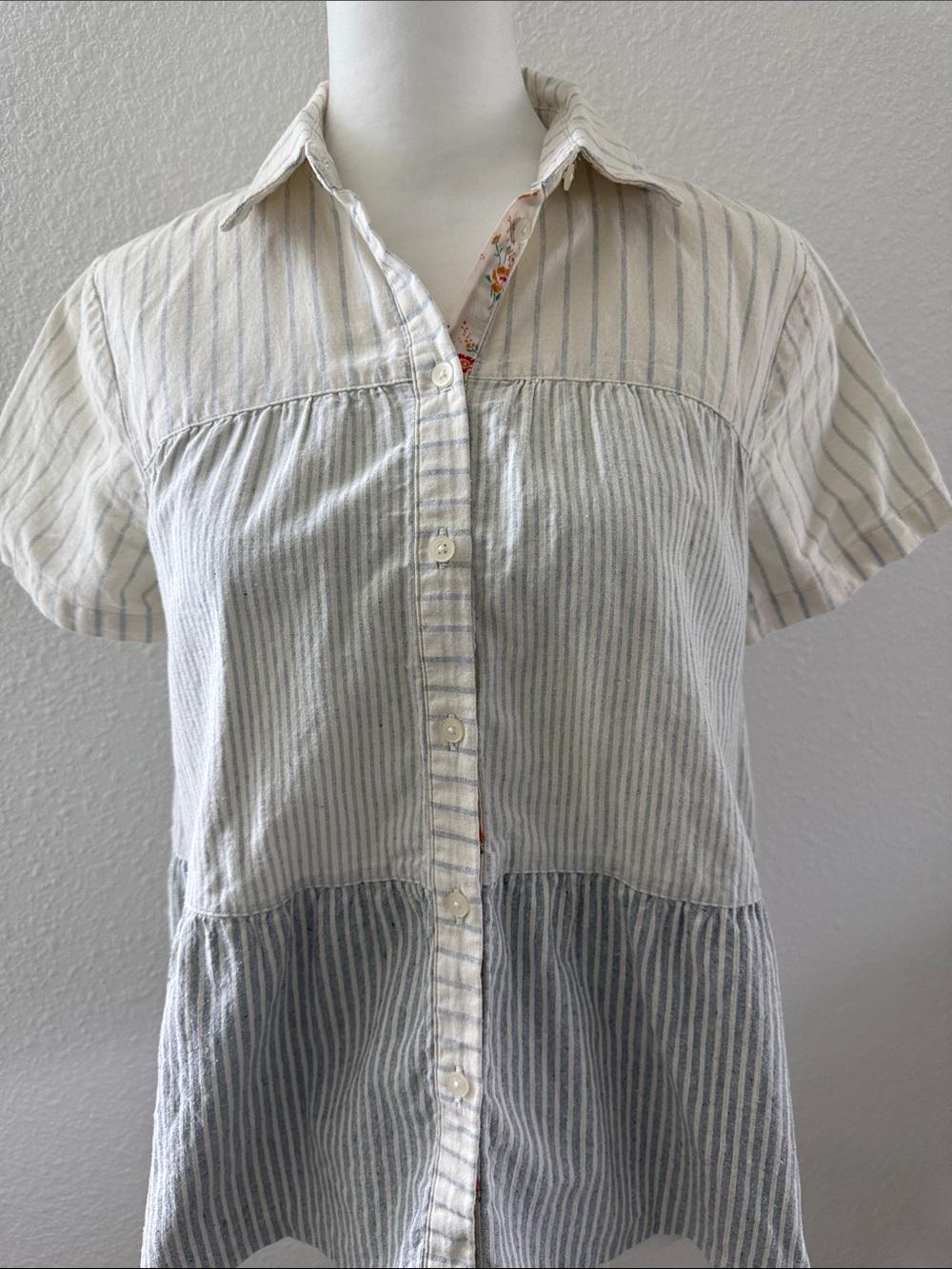 Madewell Cream & Blue Striped Button-Down Shirt